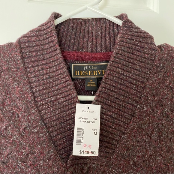 NWT! Men’s Jos.A.Bank Knit Sweater - Burgundy - Picture 2 of 3